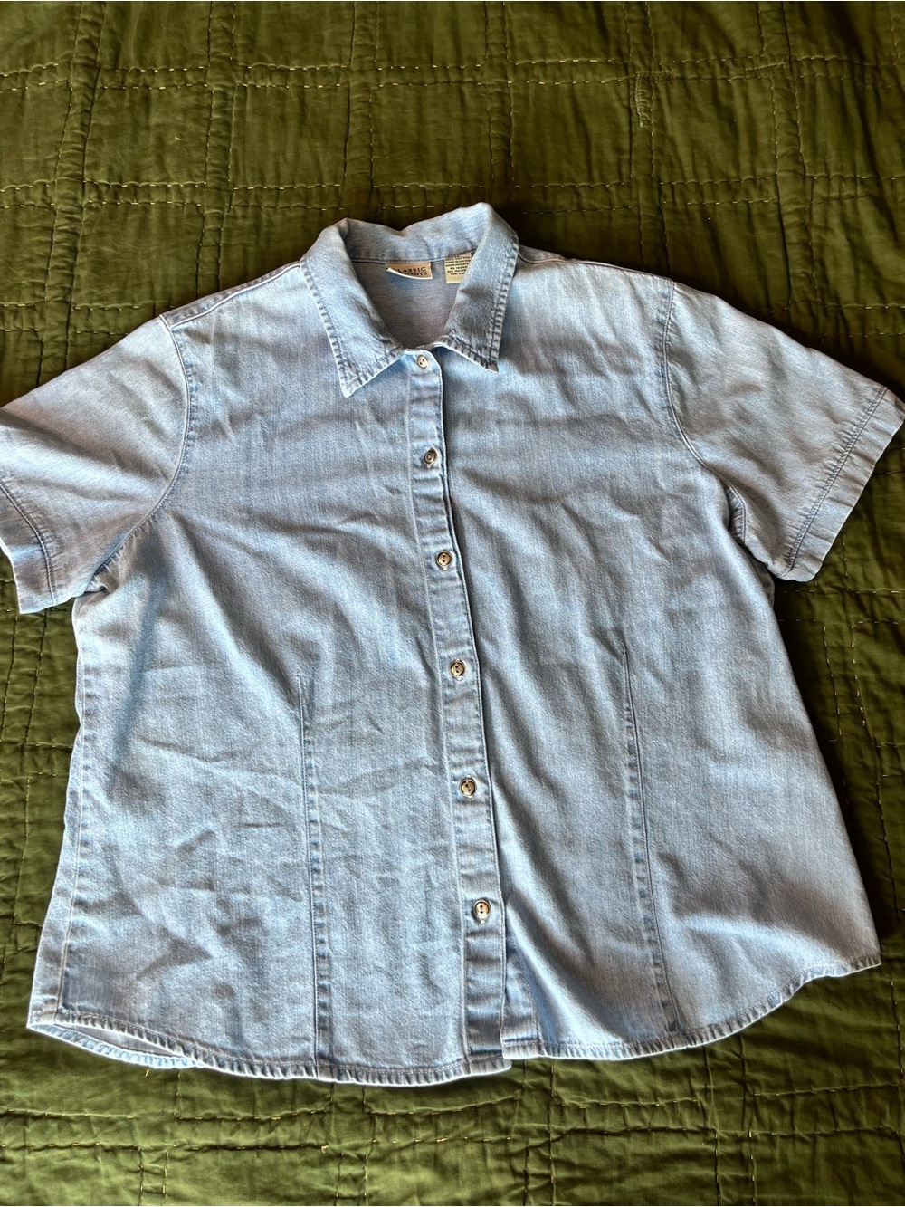 90’s Classic Elements Light Blue Short-Sleeve Button-Up Shirt-XL